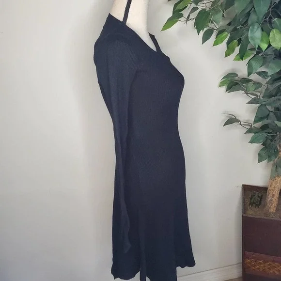 NEW Black Ribbed Long Sleeve Sweater Dress - Picture 8 of 9
